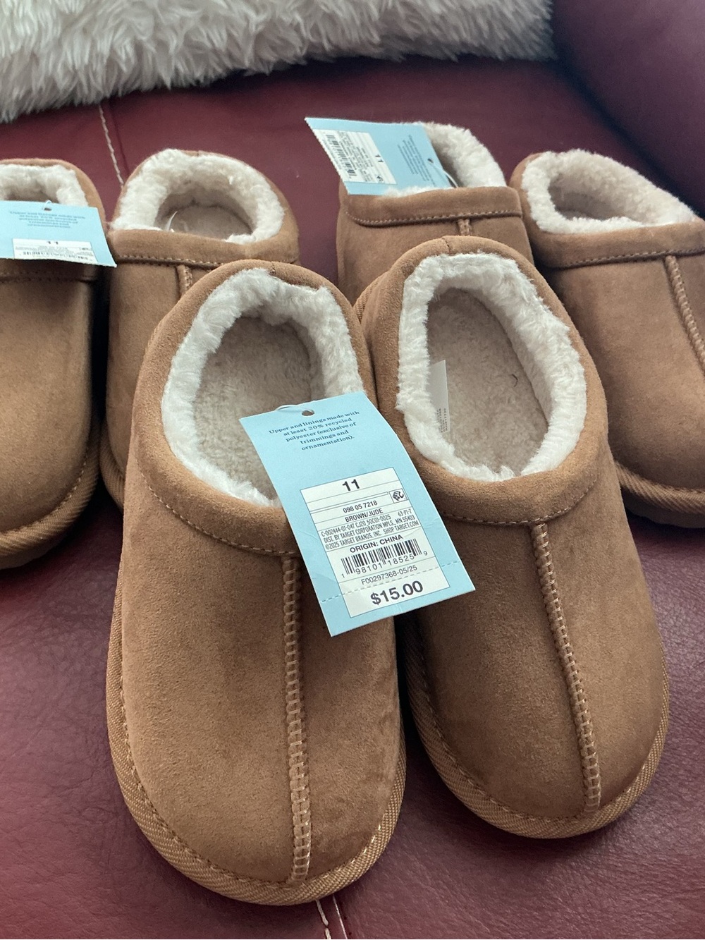 Kids Cozy Faux-Suede Jude Slippers by Cat & Jack in Chestnut Brown